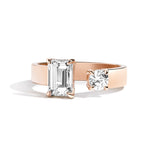 Shahla Karimi Jewelry Emerald-Cut + Brilliant Gap Band in 14K Rose Gold