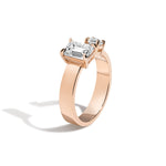 Shahla Karimi Jewelry Emerald-Cut + Brilliant Gap Band in 14K Rose Gold Side View