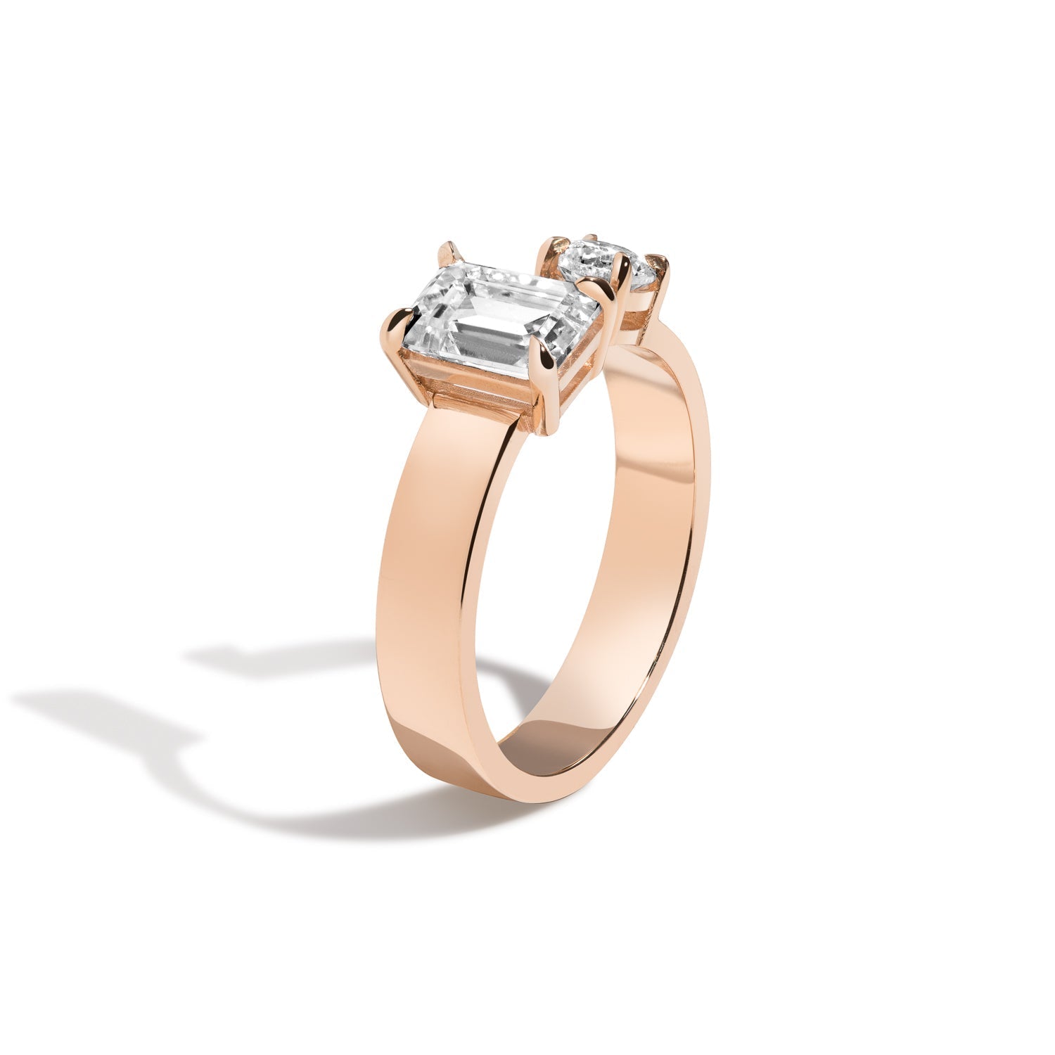 Shahla Karimi Jewelry Emerald-Cut + Brilliant Gap Band in 14K Rose Gold Side View
