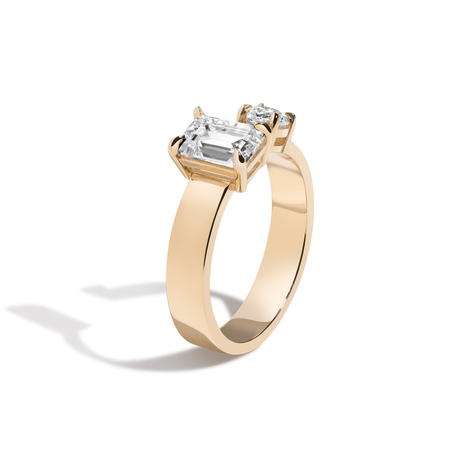 Shahla Karimi Jewelry Emerald-Cut + Brilliant Gap Band in 14/18K Yellow Gold Side View