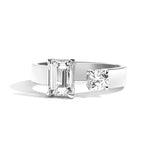 Shahla Karimi Jewelry Emerald-Cut + Brilliant Gap Band in 14K White Gold or Platinum