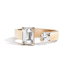 Shahla Karimi Jewelry Emerald-Cut + Brilliant Gap Band in 14/18K Yellow Gold