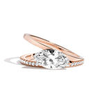 Shahla Karimi Jewelry Marquise V Ring w/ Pavé Bottom Band in 14K Rose Gold