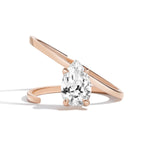 Shahla Karimi Jewelry Pear Slant Ring in 14K Rose Gold