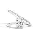 Shahla Karimi Jewelry Pear Slant Ring in 14K White Gold or Platinum