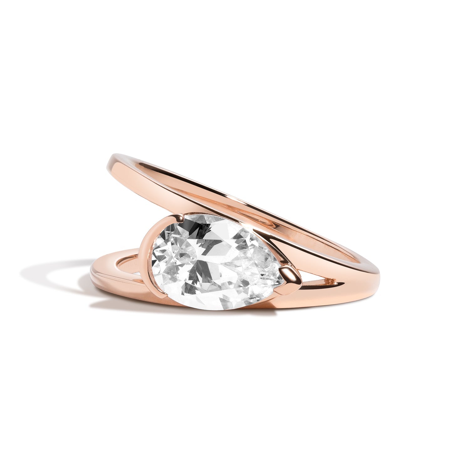 Shahla Karimi Jewelry Pear V Ring 14K Rose Gold
