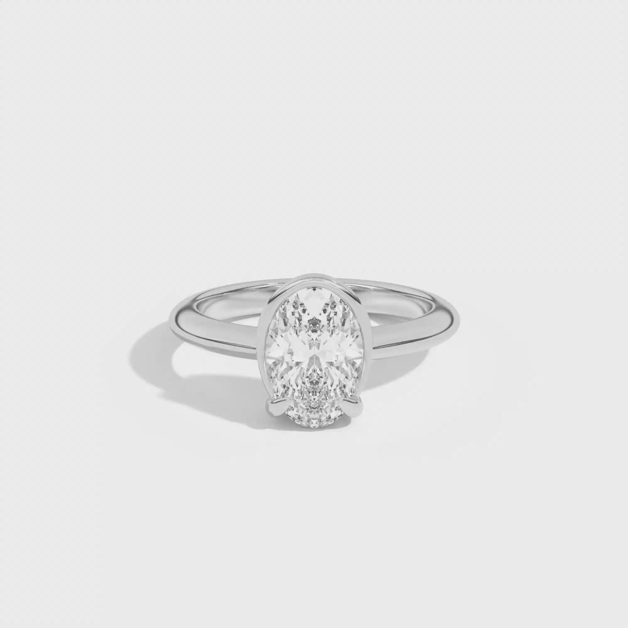 Shahla Karimi Ando Oval Sloping Semi-Bezel Ring  14K White Gold