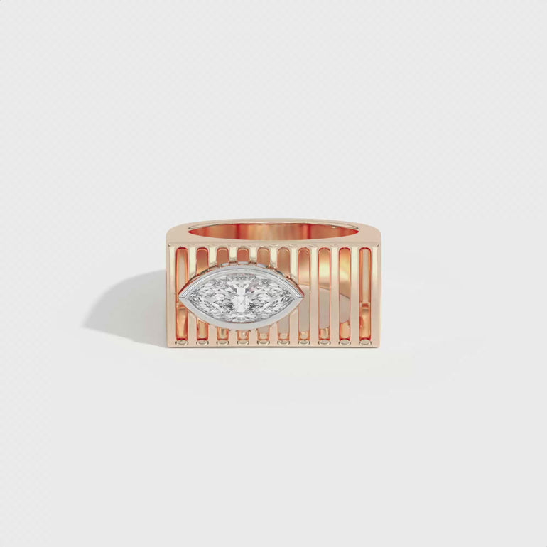 Shahla Karimi Scarpa Marquise D Ring 14K  Rose Gold