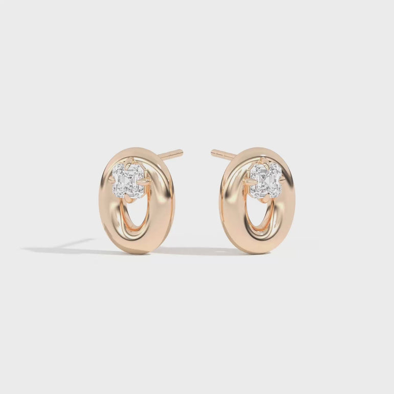 Shahla Karimi Jewelry Doshi Puff Studs with Asschers 14K Yellow Gold