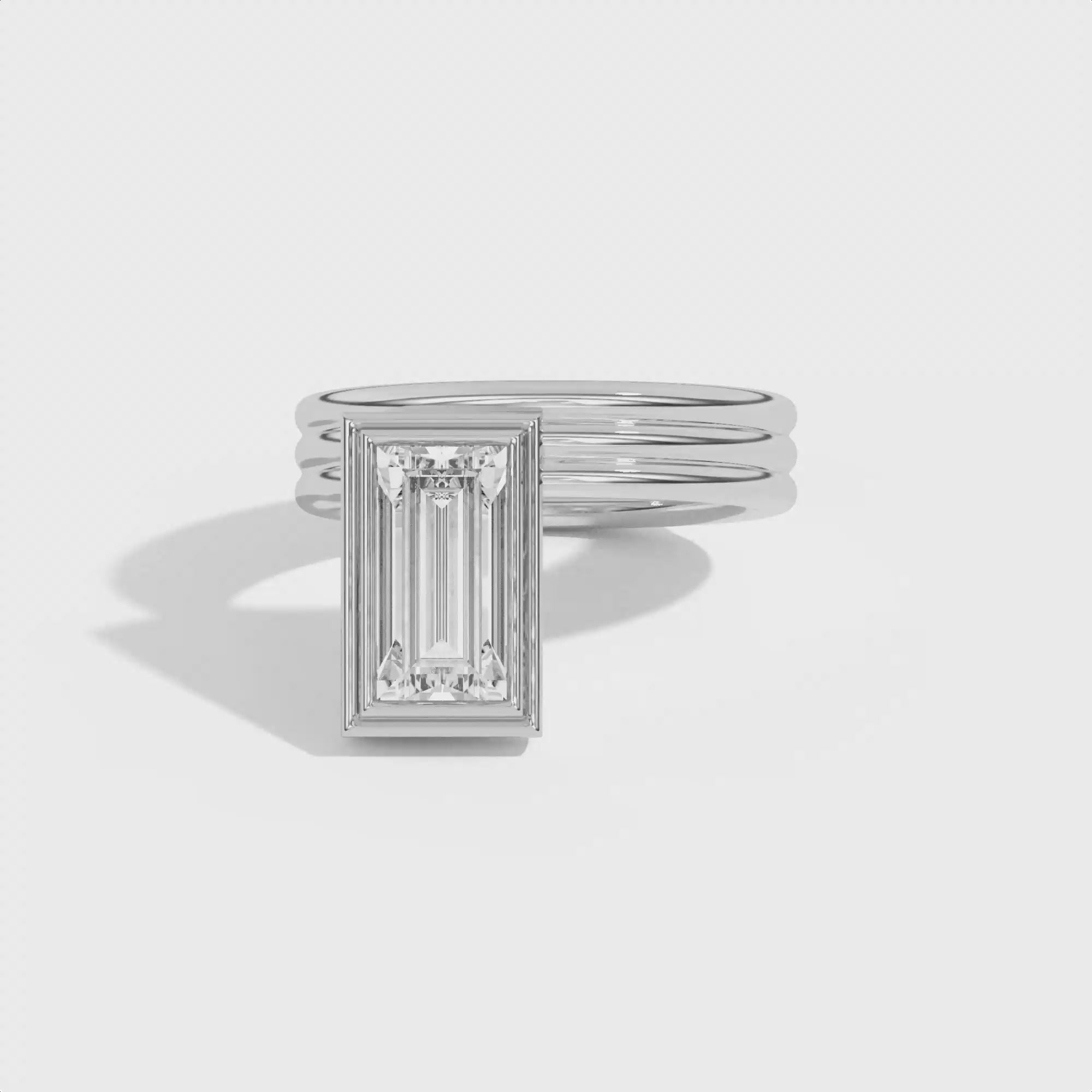 Shahla Karimi Scarpa Baguette Offset Double Bezel Ring Platinum