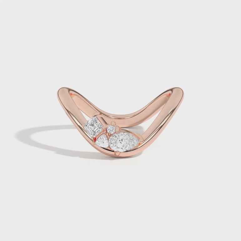 Shahla Karimi Jewelry Gaudí Mosaic Curve Ring 14K Rose Gold