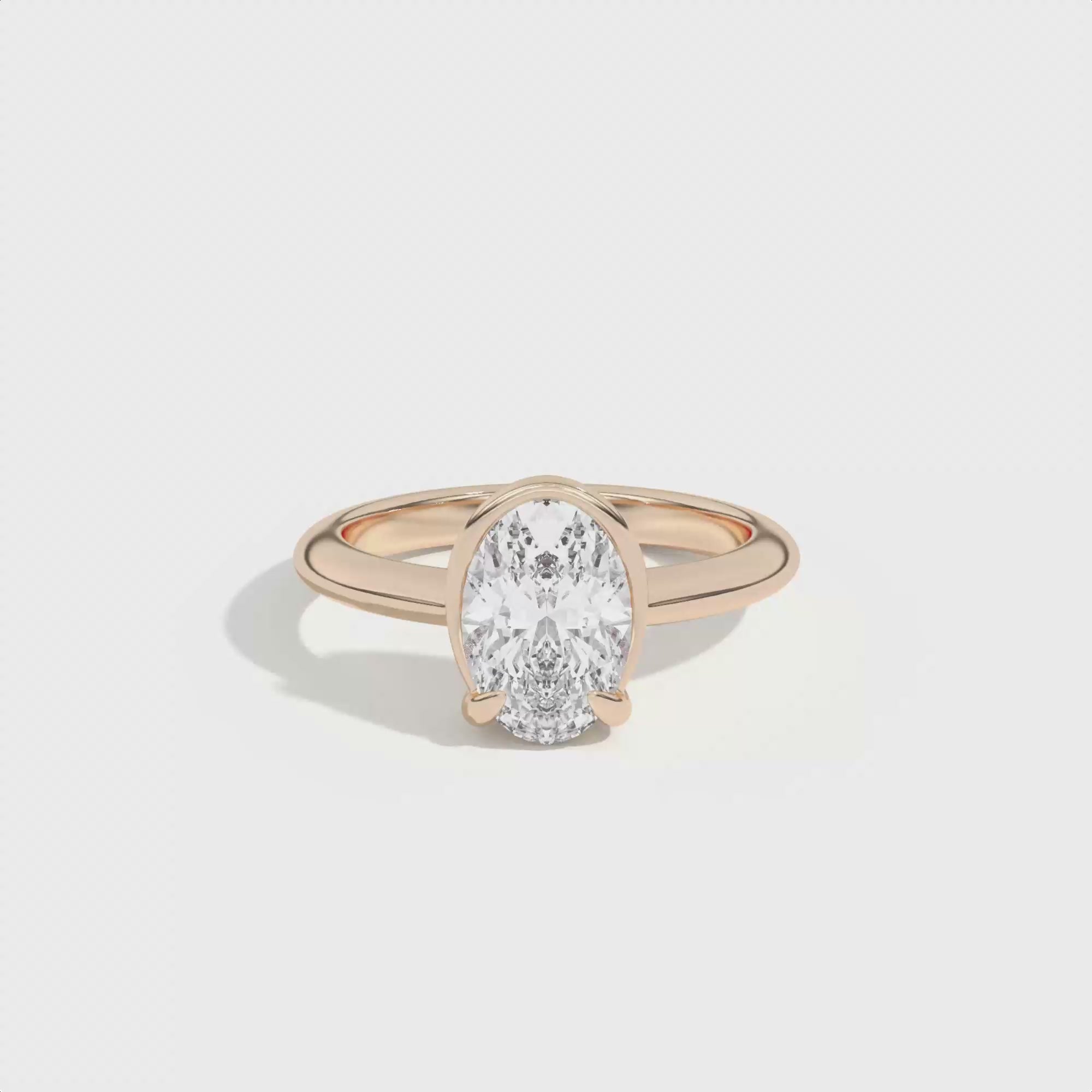 Shahla Karimi Ando Oval Sloping Semi-Bezel Ring  14K Rose Gold