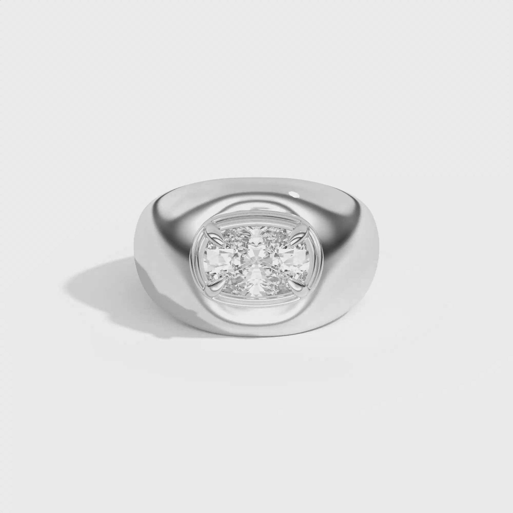 Shahla Karimi Scarpa Cushion Double Bezel Bombe Ring  14K White Gold