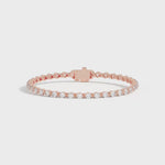 Shahla Karimi Invisible Set 3mm tennis bracelet in 14K rose gold with round-cut diamonds on white background