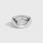 Shahla Karimi Ando Pear Negative Space Bombe Ring 14K White Gold