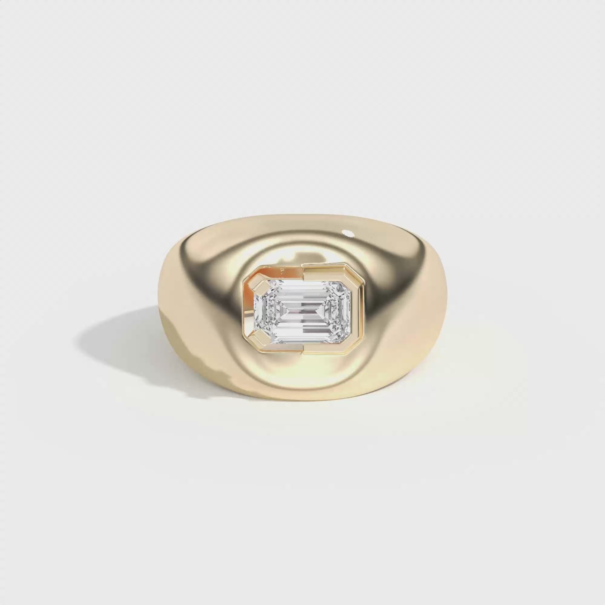 Shahla Karimi Ando Emerald Negative Space Bombe Ring  14K Yellow Gold