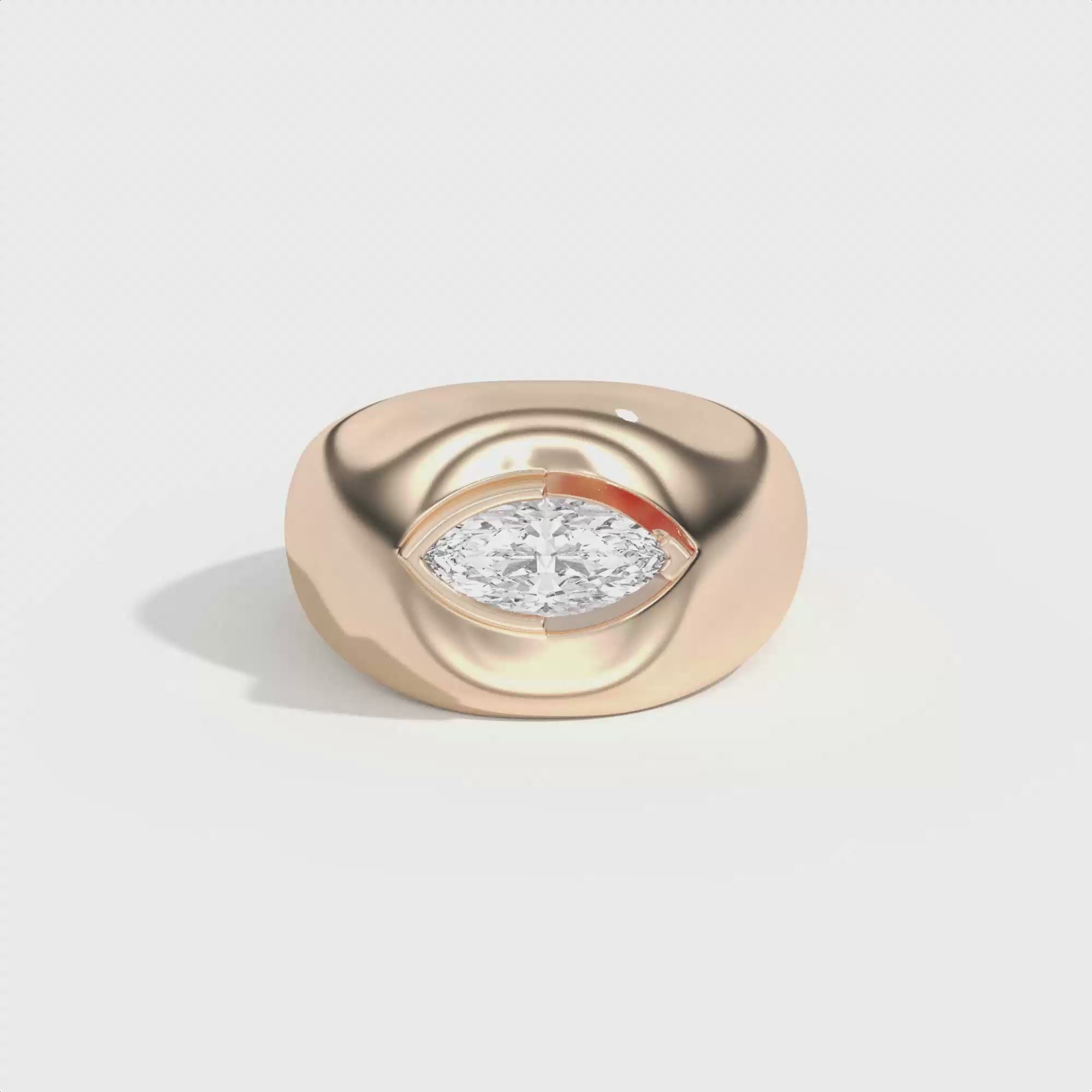 Shahla Karimi Ando Marquise Negative Space Bombe Ring  14K Rose Gold