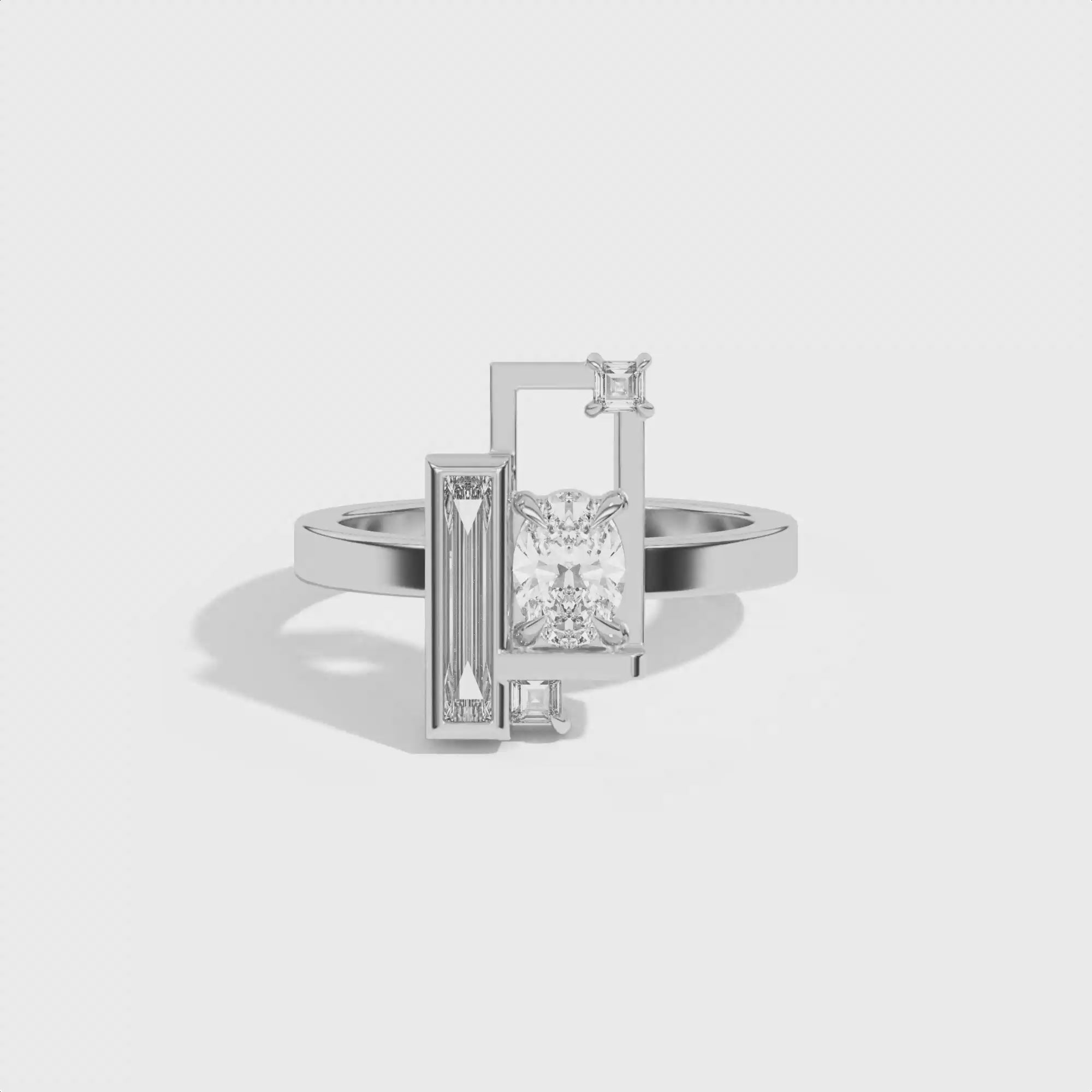 Shahla Karimi Scarpa Oval Olivetti Frame Ring 14K White Gold