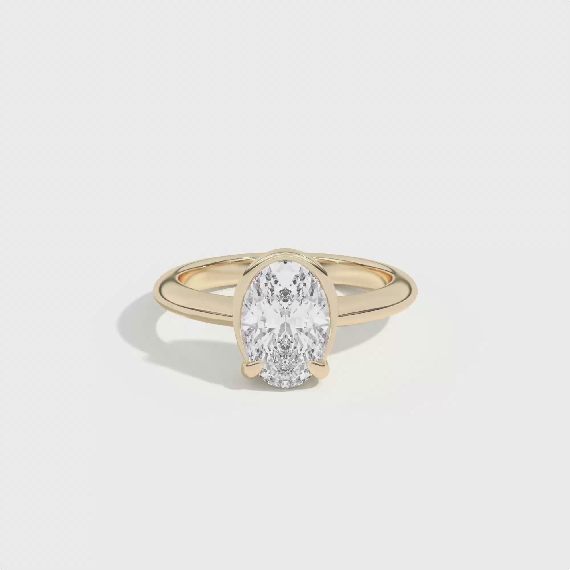 Shahla Karimi Ando Oval Sloping Semi-Bezel Ring  14K Yellow Gold