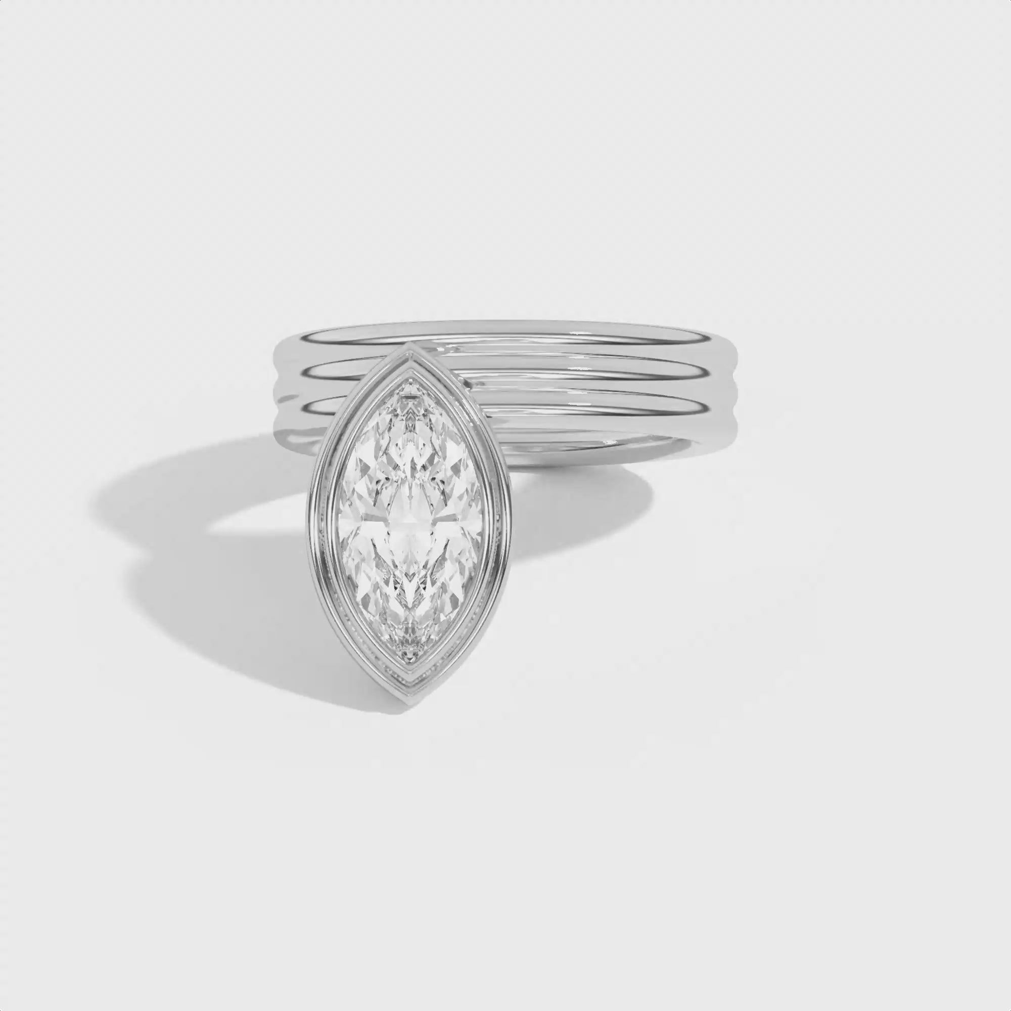 Shahla Karimi Scarpa Marquise Offset Double Bezel Ring 14K White Gold