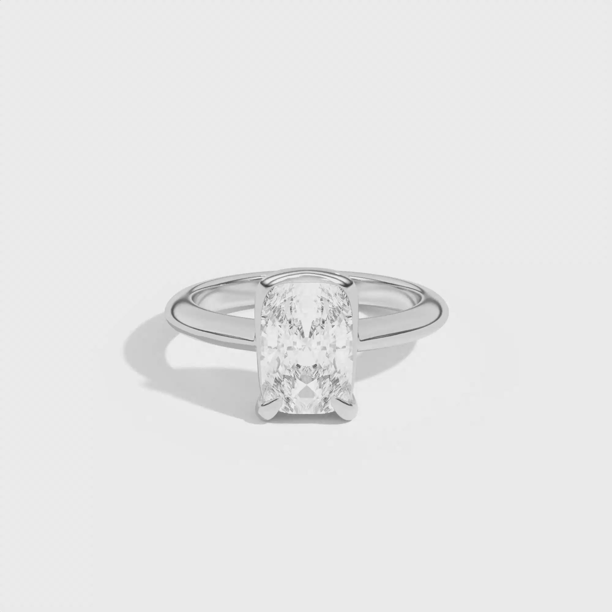 Shahla Karimi Ando Cushion Sloping Semi-Bezel Ring  14K White Gold