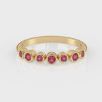 Bezel-Set Demi Ring with rubies by Shahla Karimi on white background