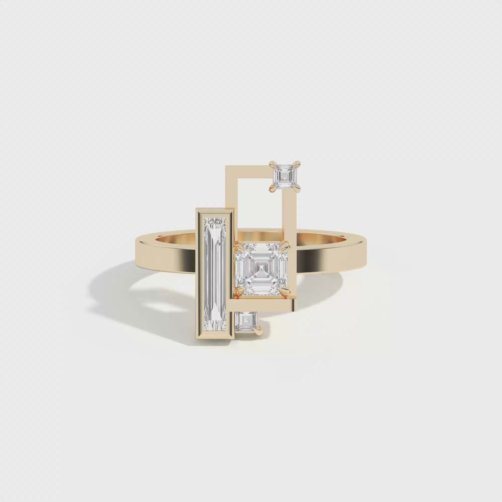 Shahla Karimi Scarpa Asscher Olivetti Frame Ring 14K Yellow Gold