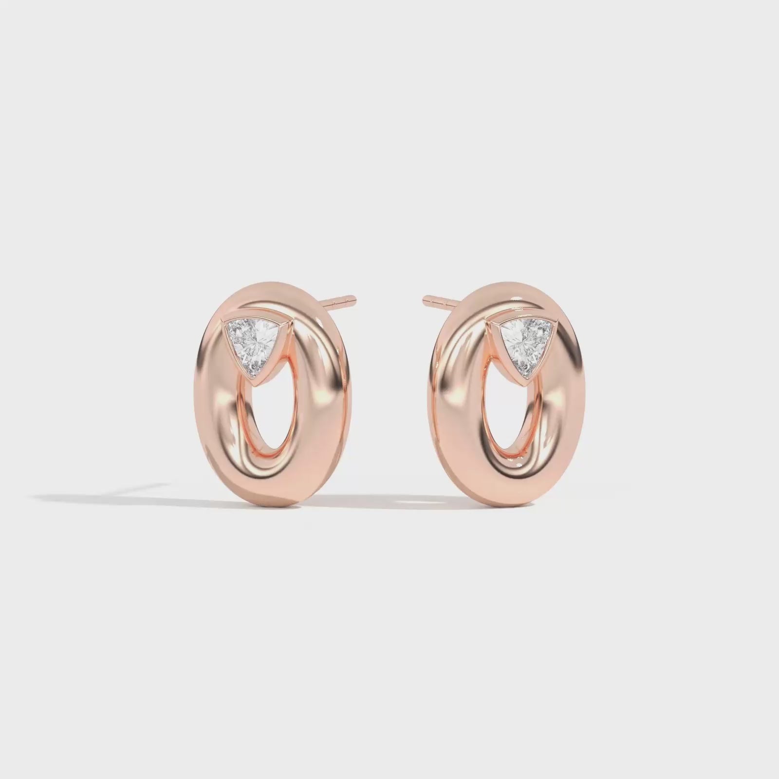 Shahla Karimi Jewelry Doshi Puff Studs with Trillions 14K Rose Gold