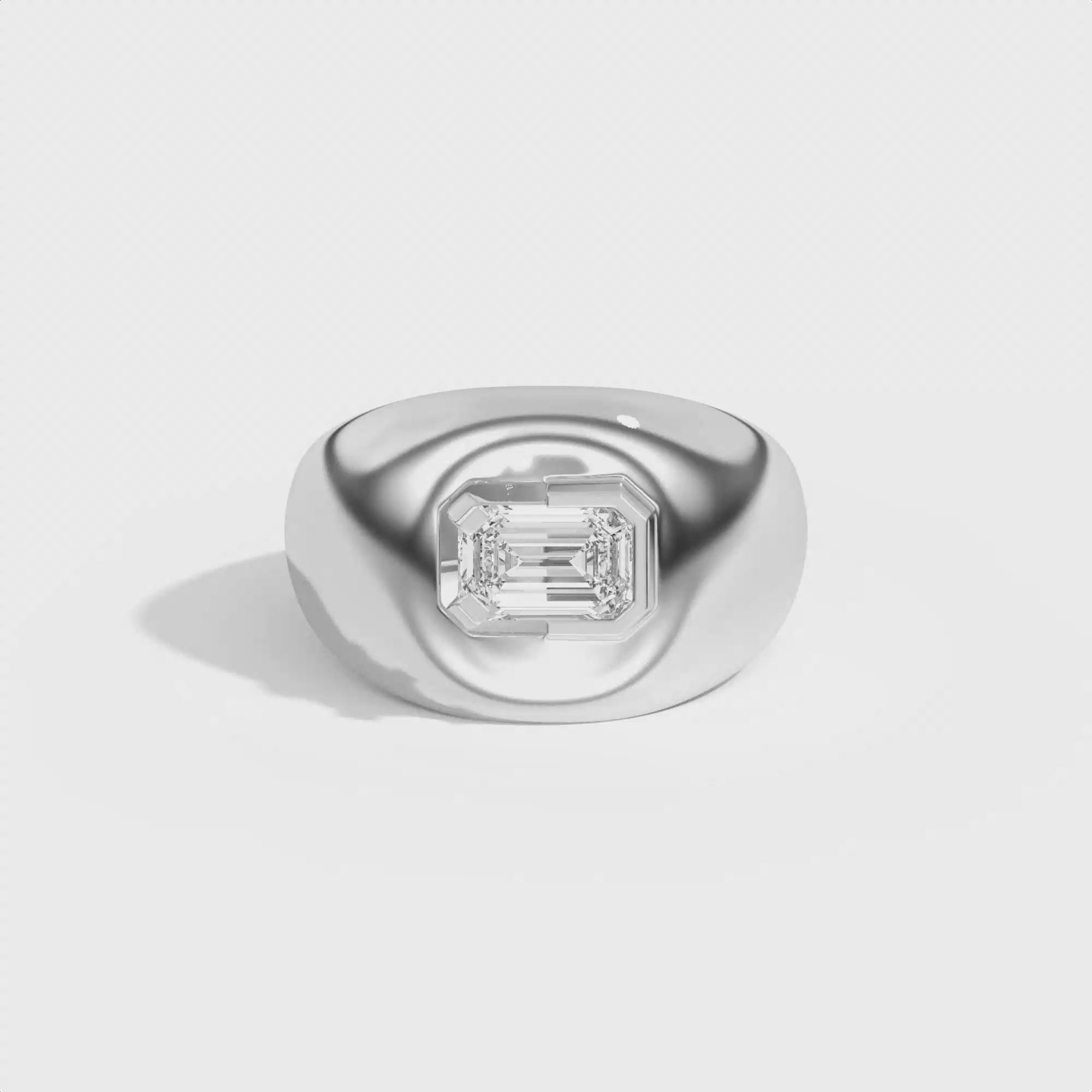Shahla Karimi Ando Emerald Negative Space Bombe Ring  14K White Gold