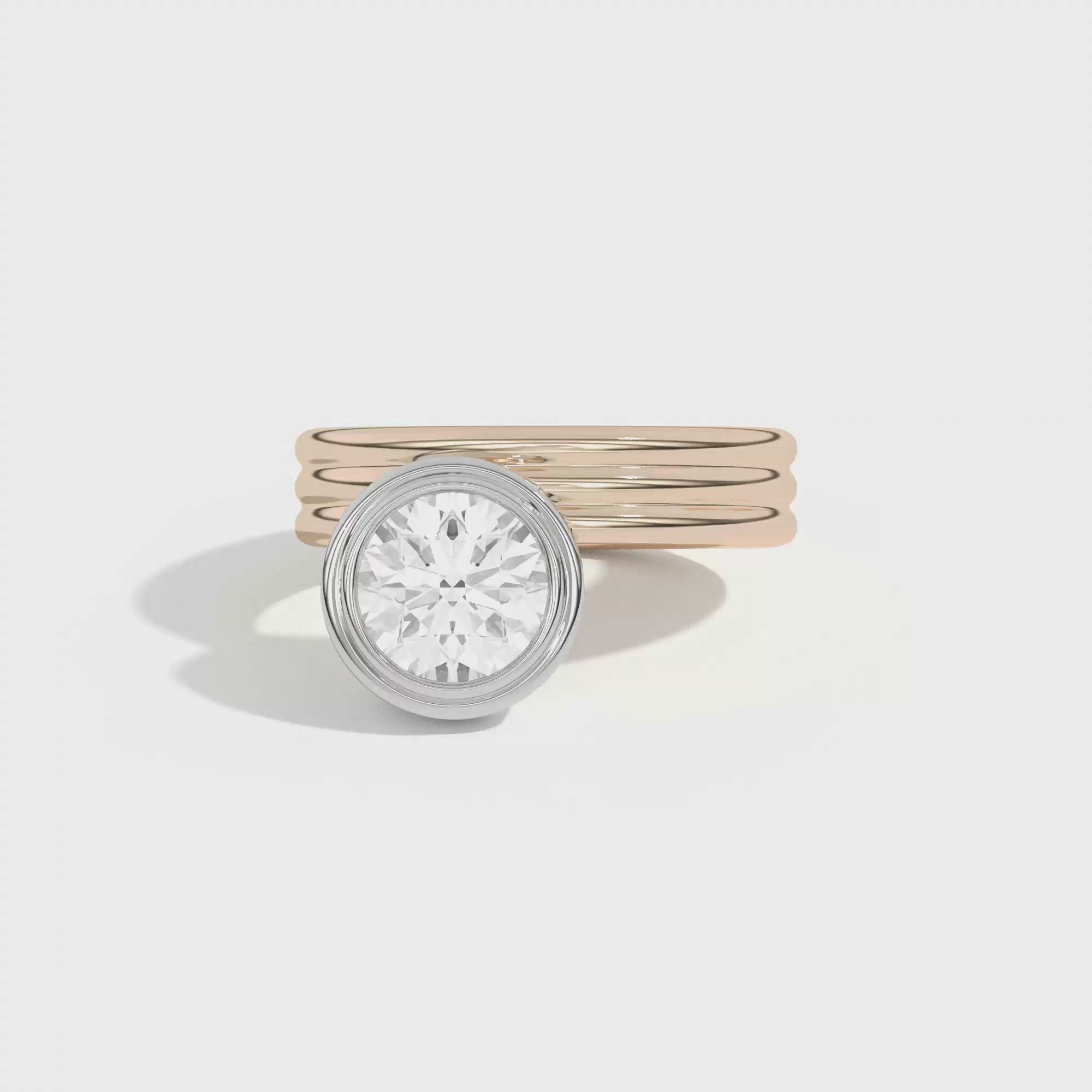 Shahla Karimi Scarpa Brilliant Offset Double Bezel Ring 14K Rose Gold