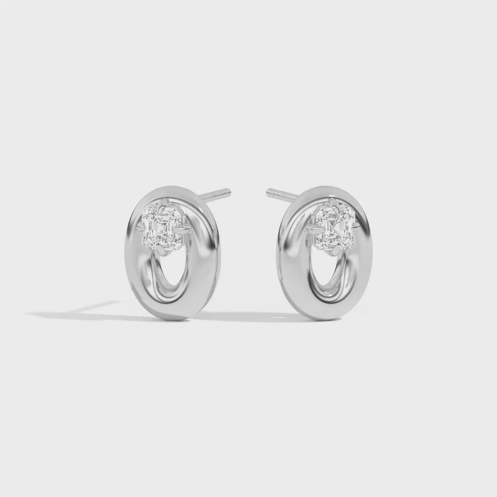 Shahla Karimi Jewelry Doshi Puff Studs with Asschers 14K White Gold