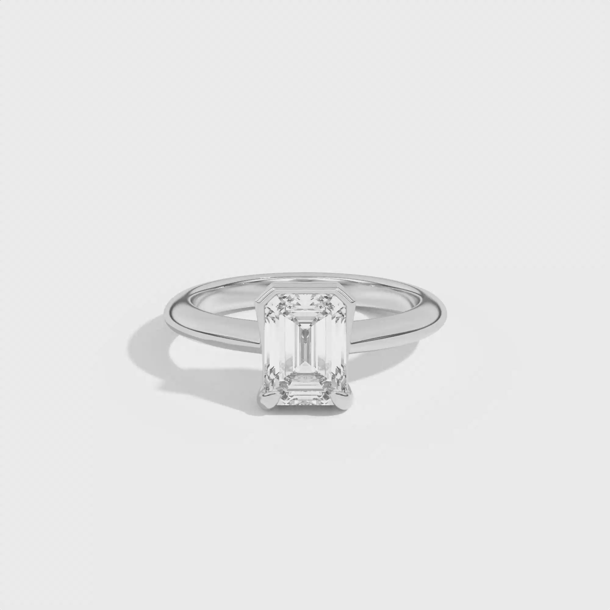 Shahla Karimi Ando Emerald Sloping Semi-Bezel Ring  14K White Gold