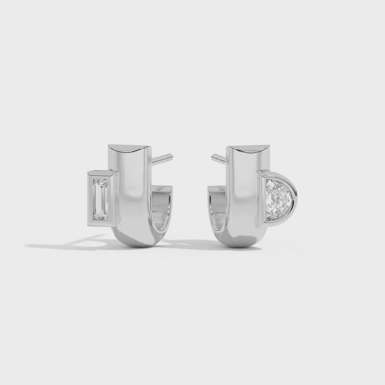 Shahla Karimi Jewelry Cloud Asymmetrical Half Arcs 14K White Gold