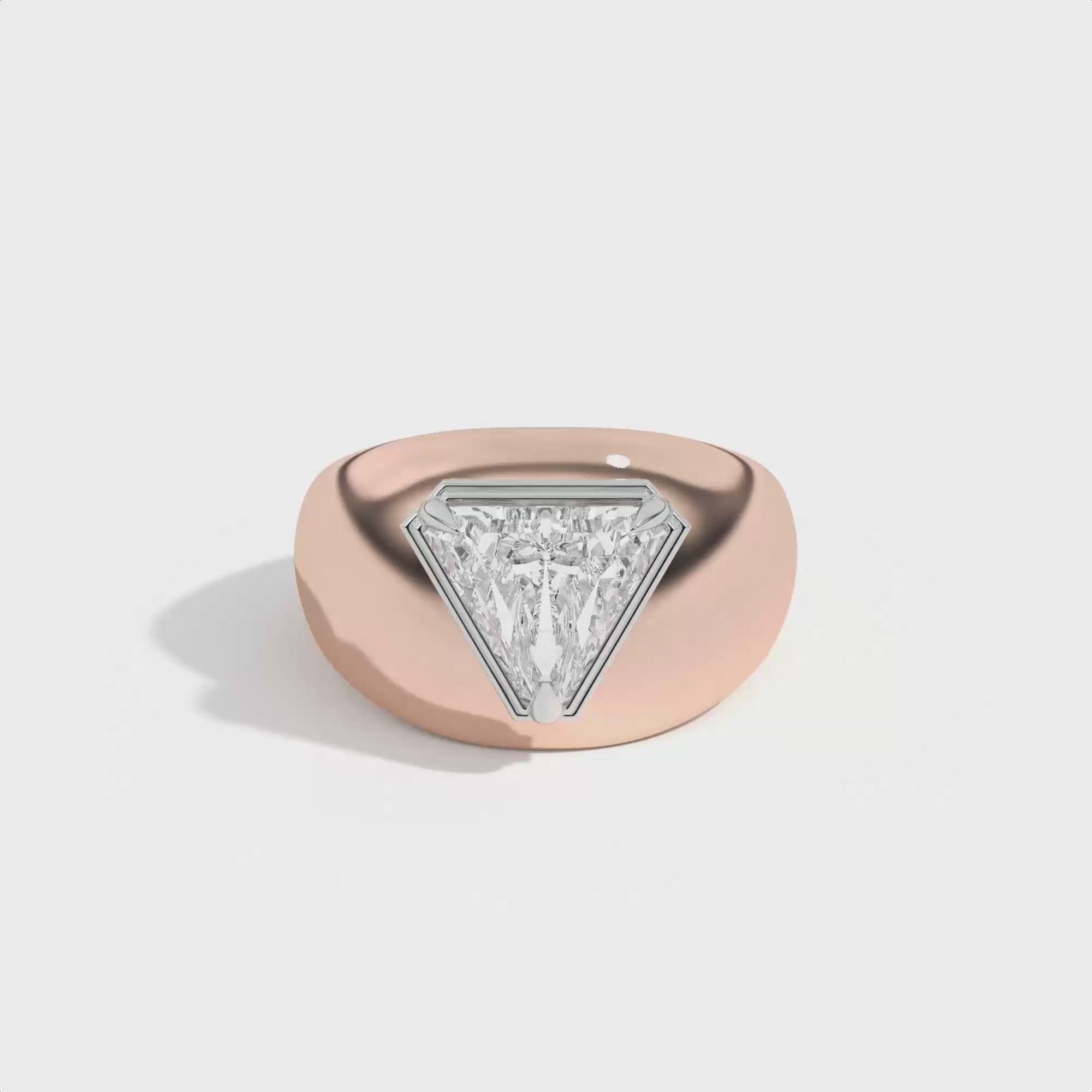 Shahla Karimi Scarpa Trilliant Double Bezel Bombe Ring 14K Rose Gold