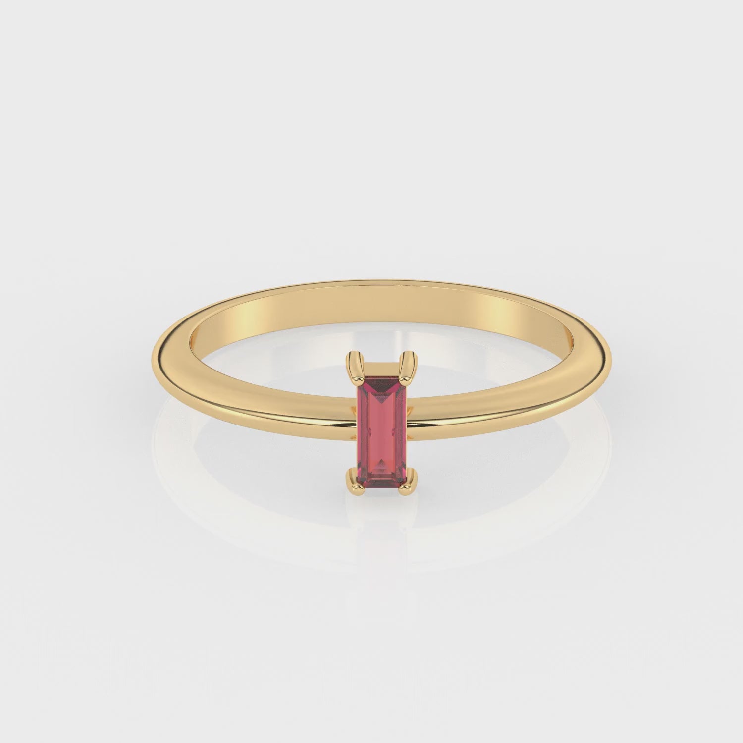 Baguette Stacking Ring with ruby by Shahla Karimi on white background