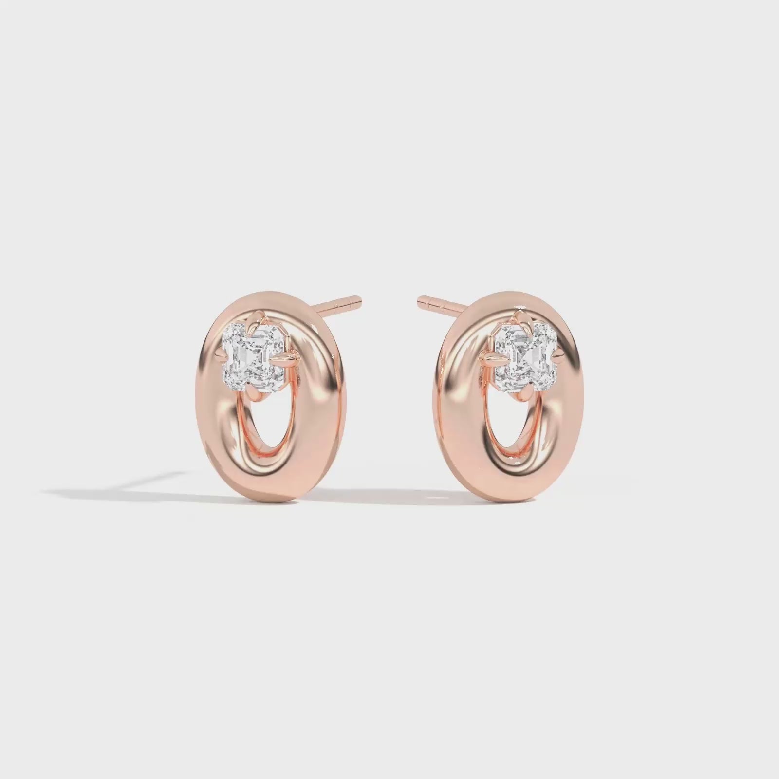 Shahla Karimi Jewelry Doshi Puff Studs with Asschers 14K Rose Gold