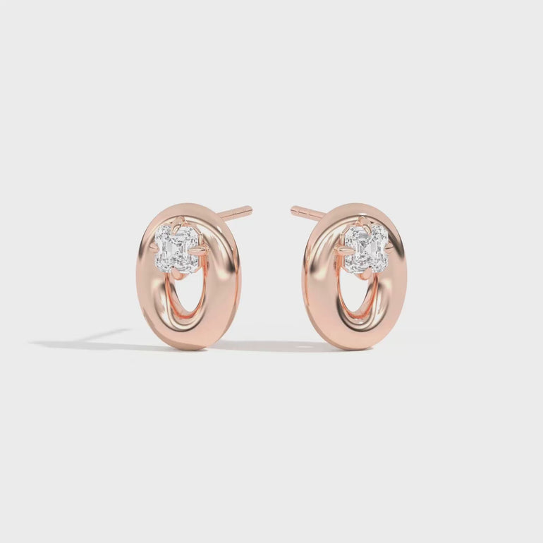 Shahla Karimi Jewelry Doshi Puff Studs with Asschers 14K Rose Gold