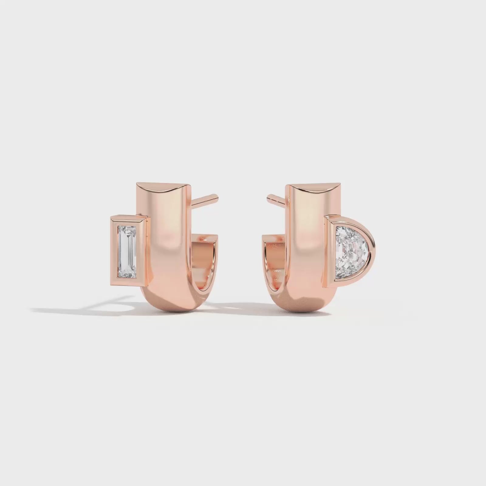 Shahla Karimi Jewelry Cloud Asymmetrical Half Arcs 14K Rose Gold