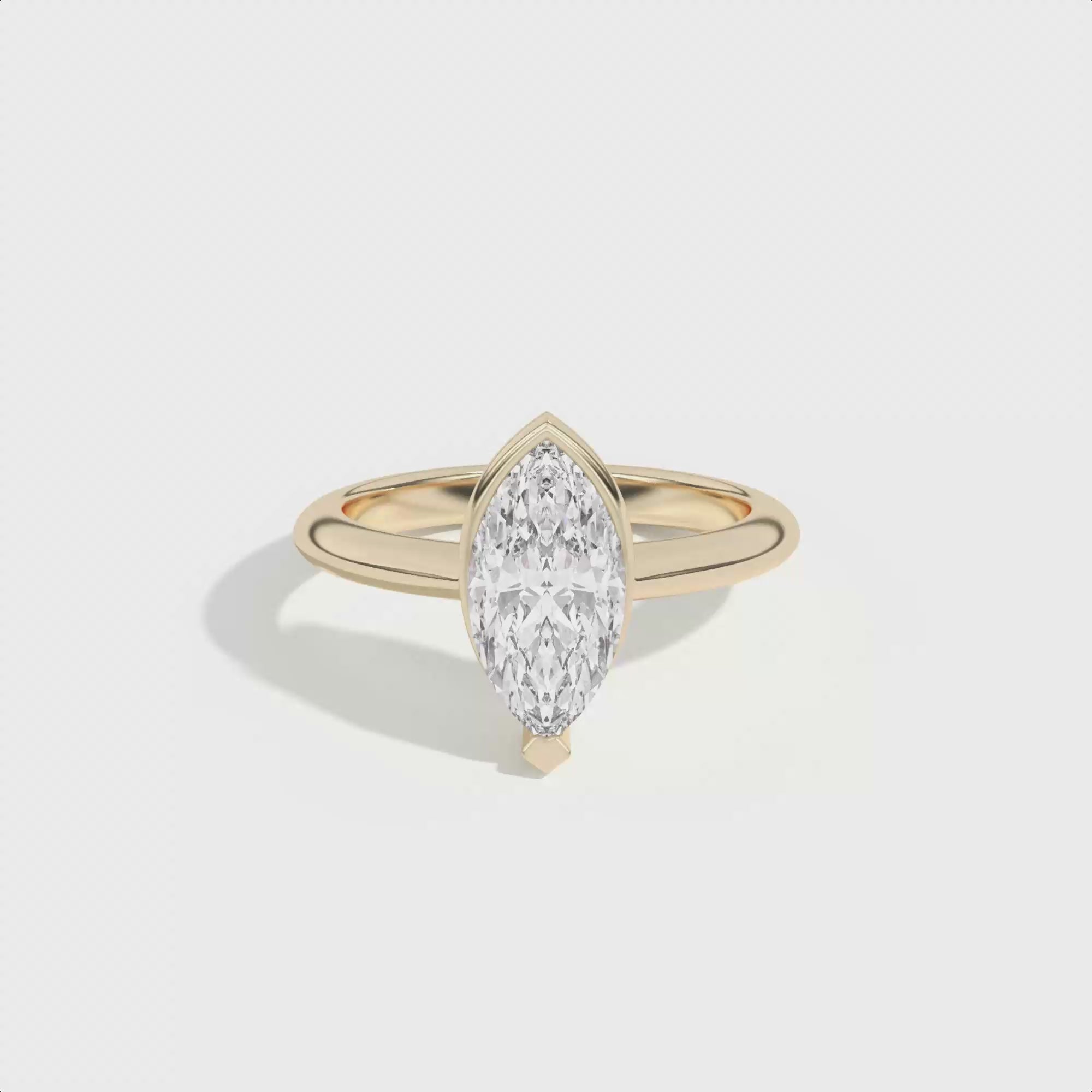 Shahla Karimi Ando Marquise Sloping Semi-Bezel Ring  14K Yellow Gold