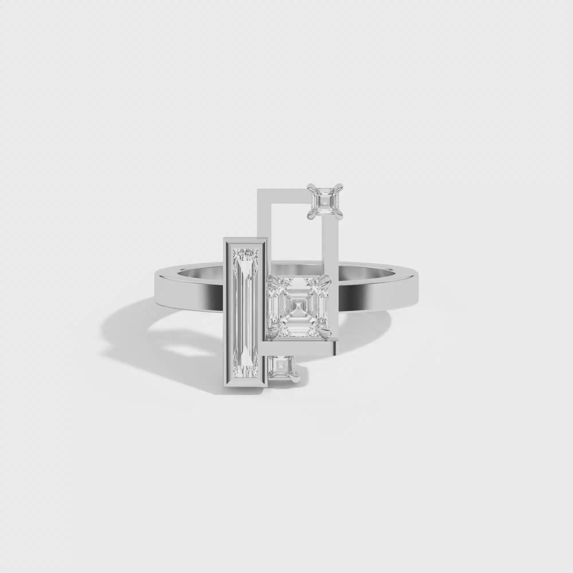Shahla Karimi Scarpa Asscher Olivetti Frame Ring 14K White Gold