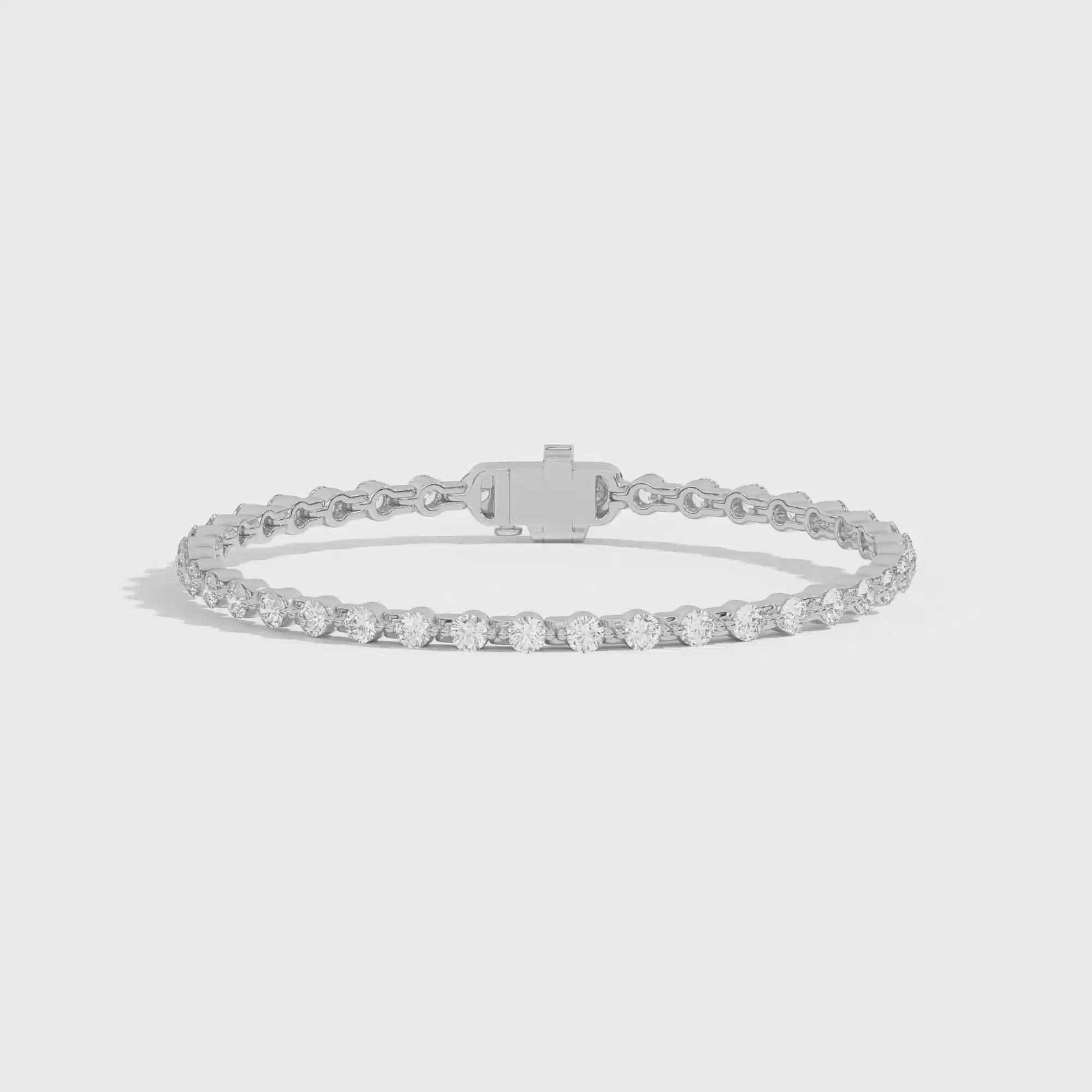 Shahla Karimi Invisible Set 3mm tennis bracelet in 14K white gold with round-cut diamonds on white background