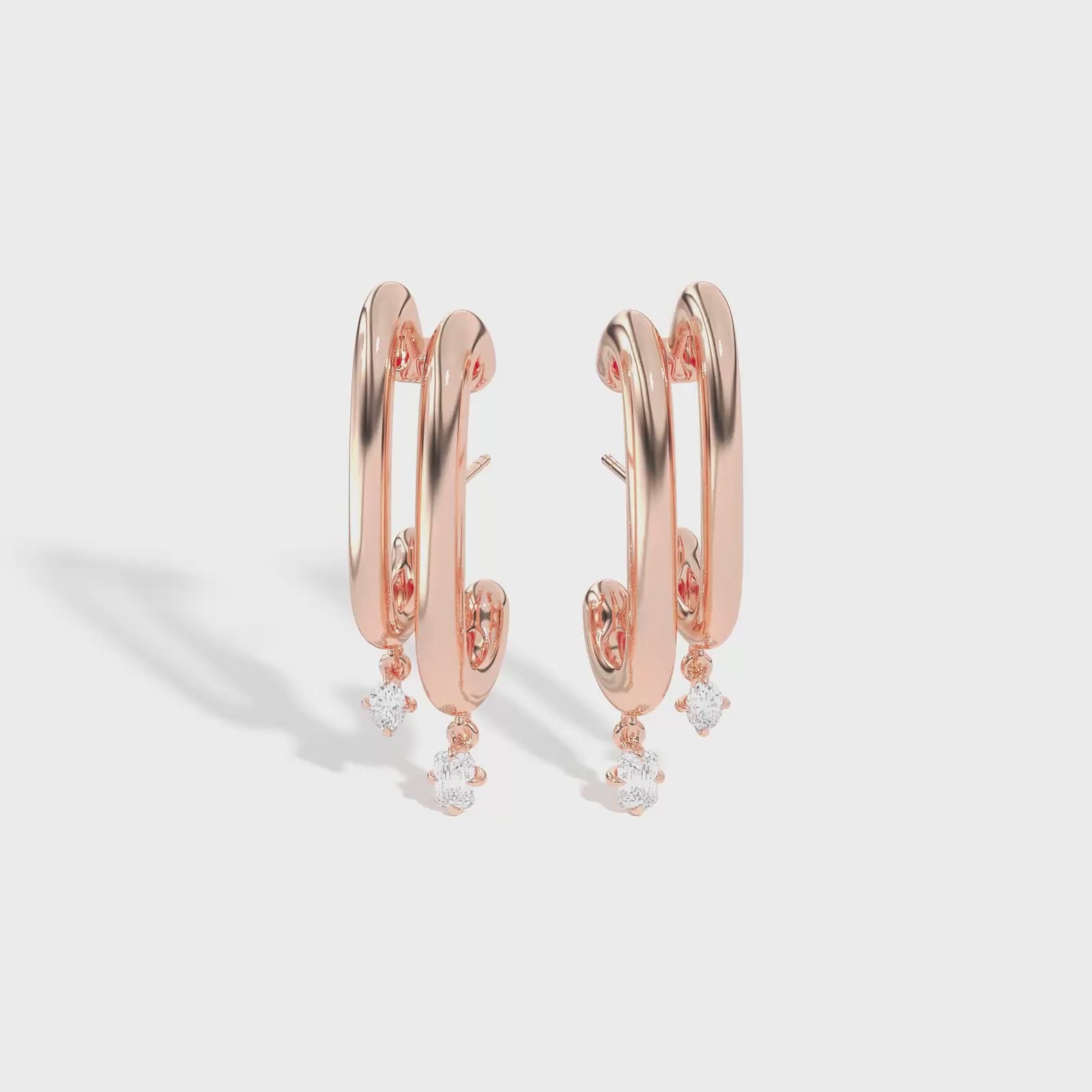 Shahla Karimi Jewelry Double Cloud Earrings with Dangles 14K Rose Gold