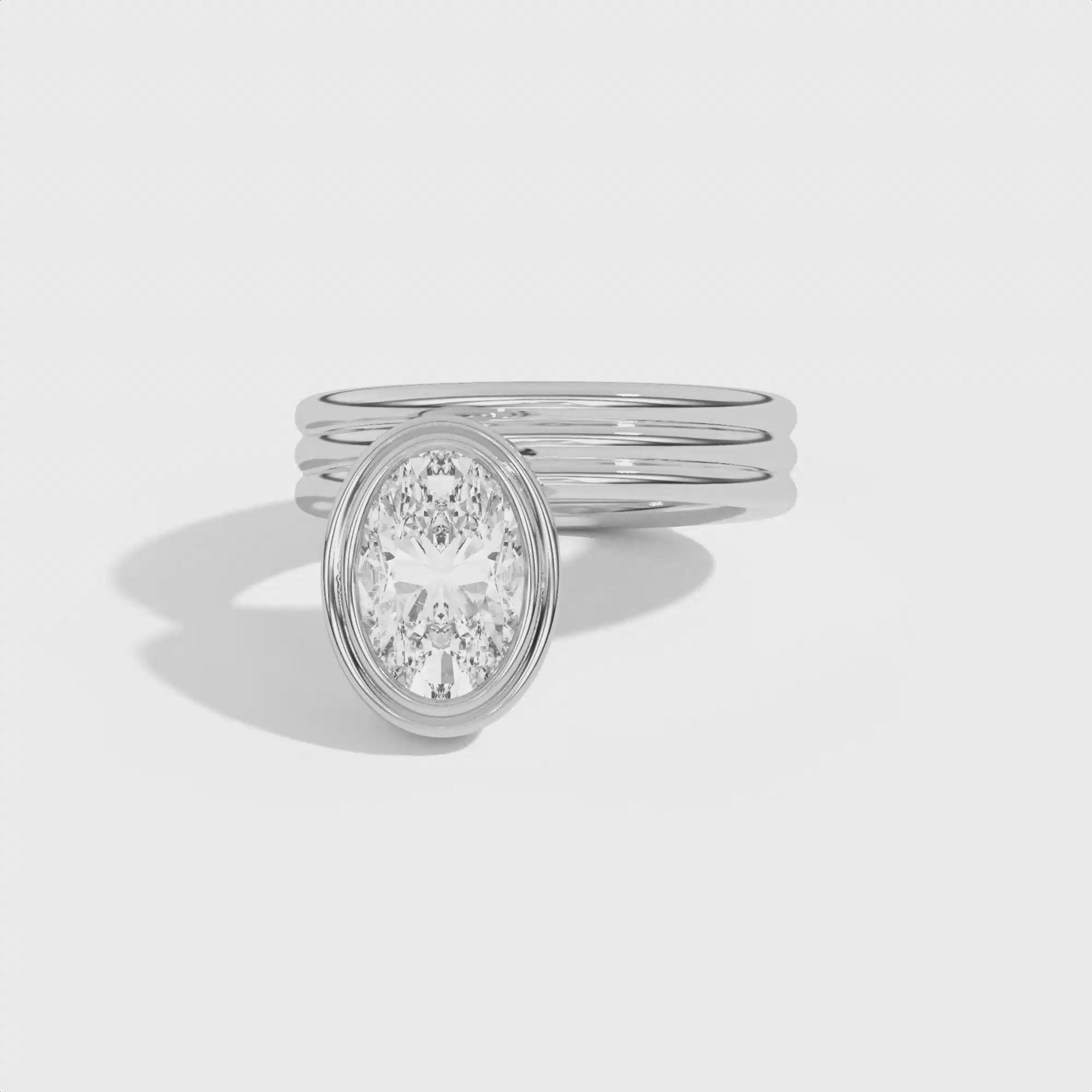 Shahla Karimi Scarpa Oval Offset Double Bezel Ring 14K White Gold