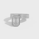 Shahla Karimi Scarpa Emerald Offset Double Bezel Ring 14K White Gold