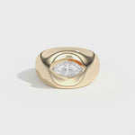 Shahla Karimi Ando Marquise Negative Space Bombe Ring  14K Yellow Gold