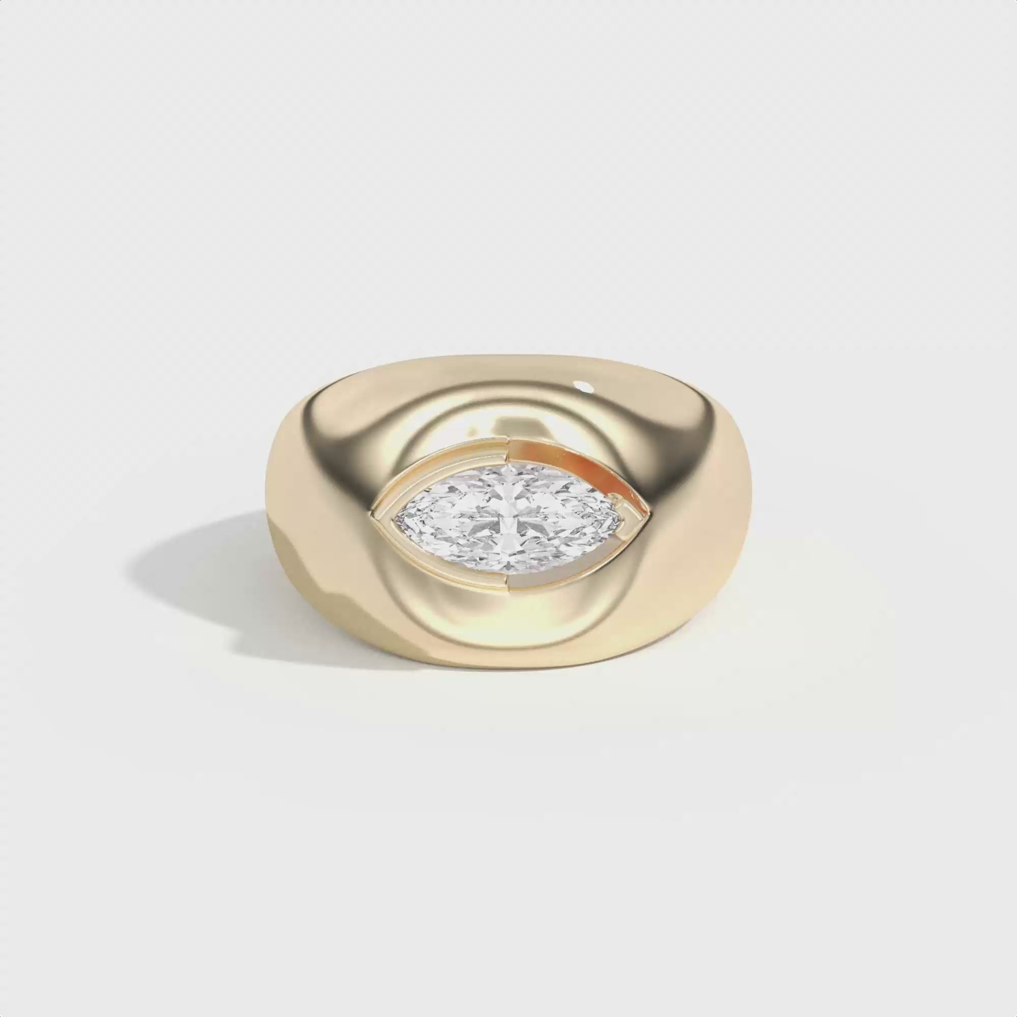 Shahla Karimi Ando Marquise Negative Space Bombe Ring  14K Yellow Gold