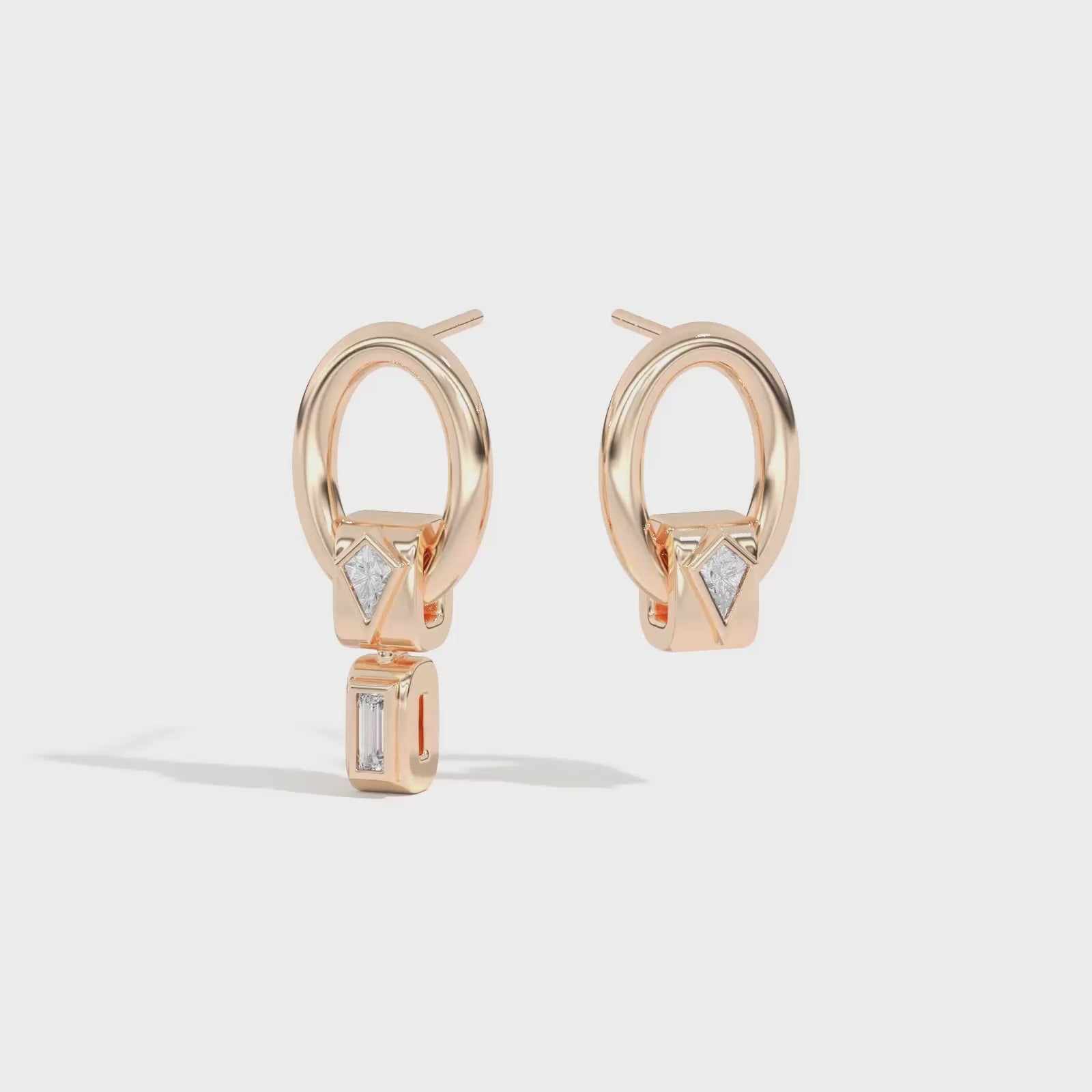 Shahla Karimi Jewelry Azadi Asymmetrical Oval Hoop Studs With Wraps 14K Yellow Gold 14K Yellow Gold