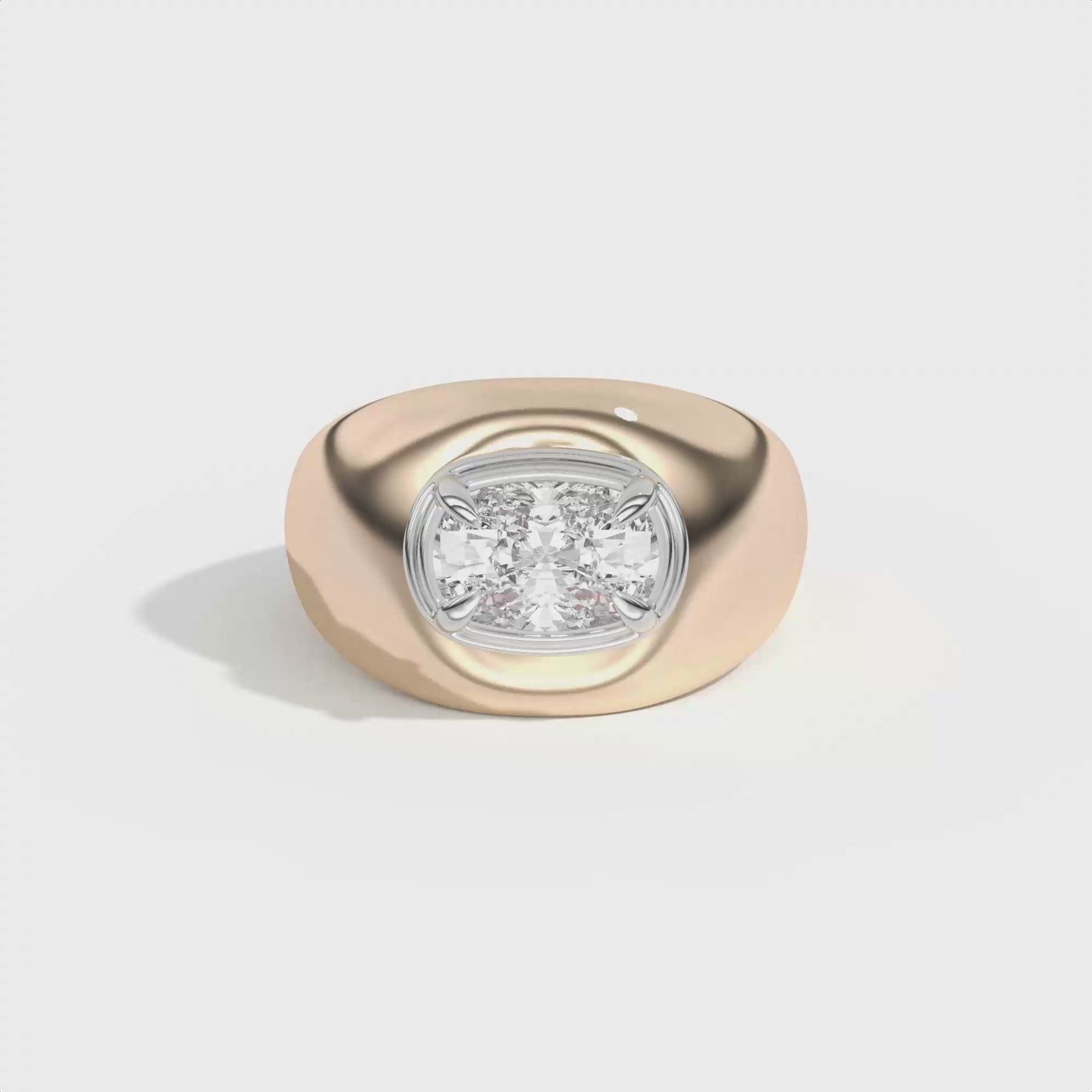 Shahla Karimi Scarpa Cushion Double Bezel Bombe Ring  14K Rose Gold