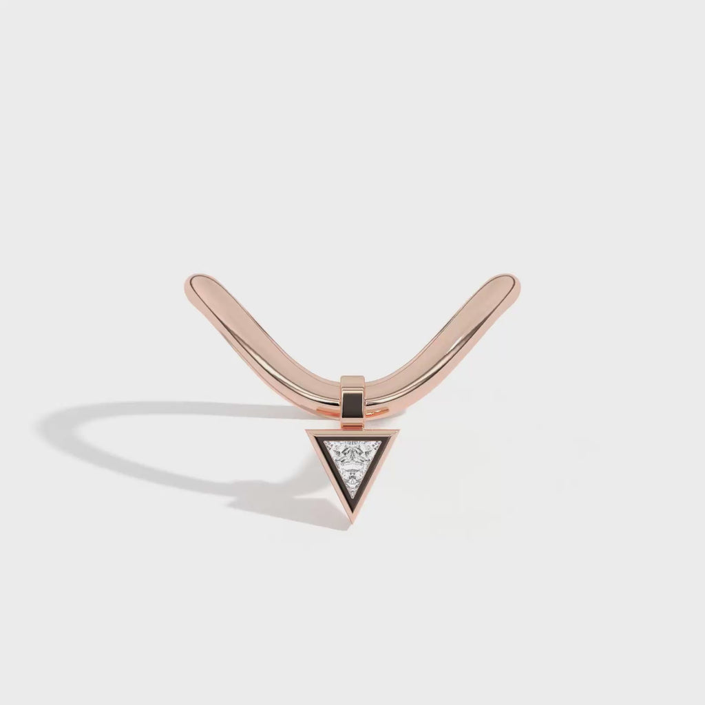 Shahla Karimi Jewelry Gaudí Curve Ring with Golden Triangle 14K Rose Gold