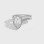 Shahla Karimi Scarpa Pear Offset Double Bezel Ring 14K White Gold
